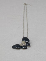 Load image into Gallery viewer, Silver, Black Onyx and Marcasite Butterfly Necklace
