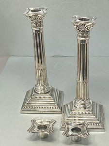 Silver Corinthian Column Candlesticks