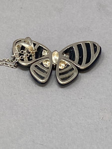 Silver, Black Onyx and Marcasite Butterfly Necklace