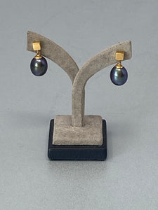 18 Carat Gold and Black Pearl Earrings