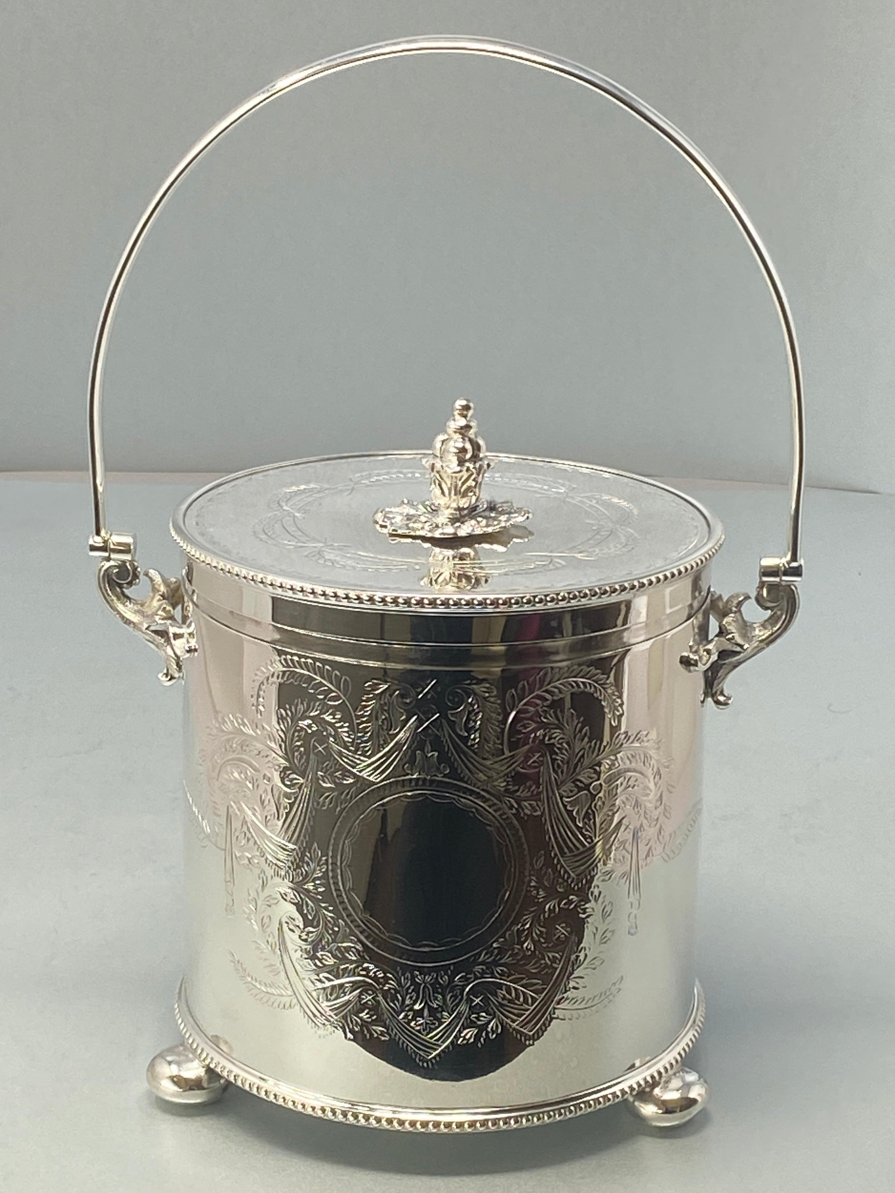 Antique Victorian Silver Plated Swing Handle Box