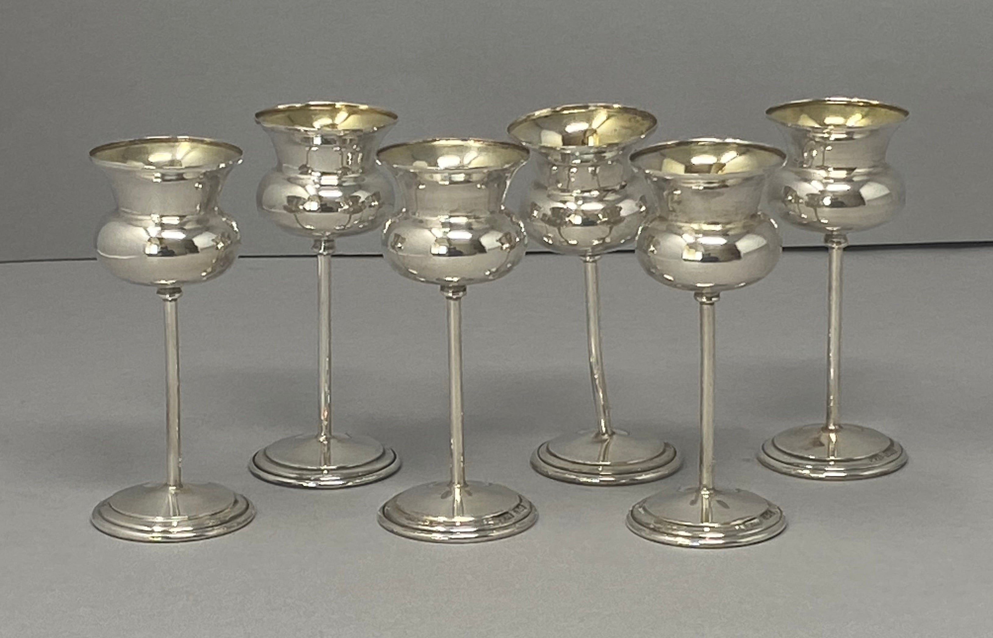 Antique Silver Set of Six Cups