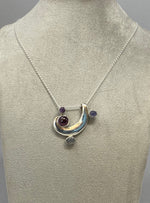 Load image into Gallery viewer, Vintage Silver Pendant with Mixed Stones
