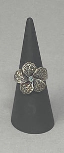 Silver and Marcasite Ring with Blue Topaz stone