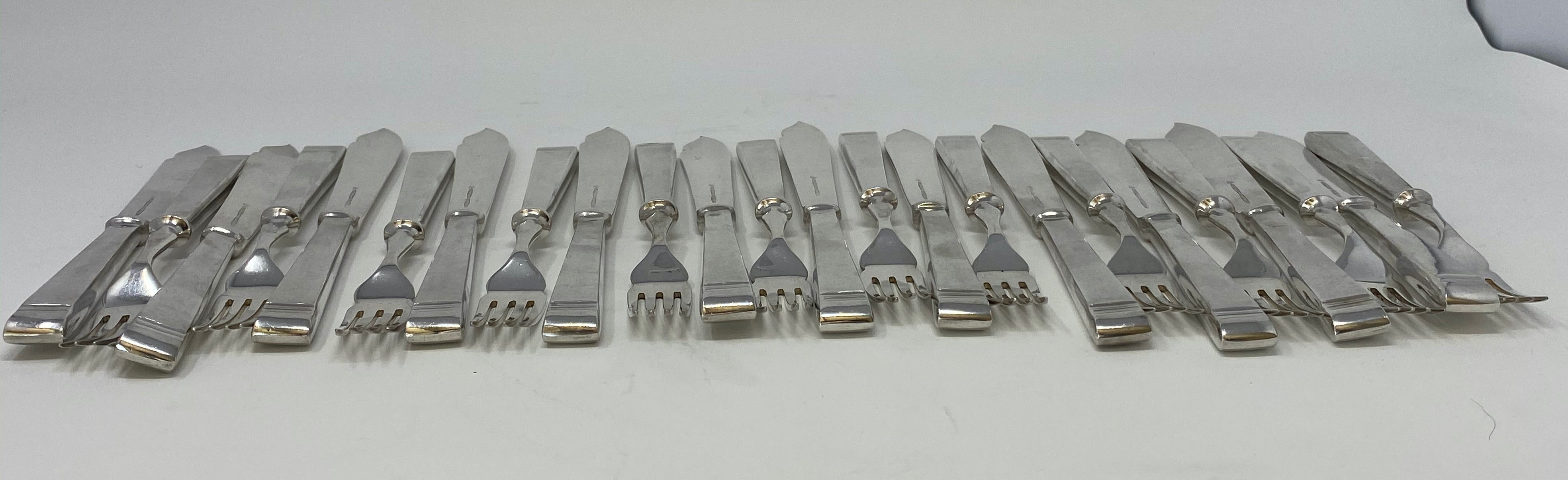 24 Piece Silver Plated Mappin & Webb Art Deco Fish Set