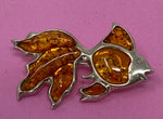 Load image into Gallery viewer, Amber and Silver Goldfish Brooch
