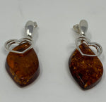 Load image into Gallery viewer, Amber and Silver Heart Earrings
