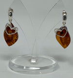 Load image into Gallery viewer, Amber and Silver Heart Earrings
