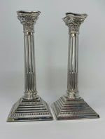 Load image into Gallery viewer, Silver Corinthian Column Candlesticks
