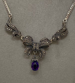 Load image into Gallery viewer, Silver, Amethyst and Marcasite Necklace

