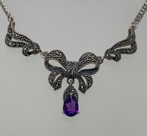 Silver, Amethyst and Marcasite Necklace