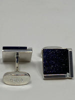 Load image into Gallery viewer, Silver Cufflinks with Midnight Sparkle
