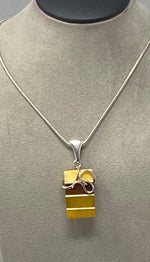 Load image into Gallery viewer, Silver and Multi Colour Amber Pendant on Snake Chain
