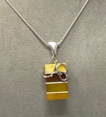 Load image into Gallery viewer, Silver and Multi Colour Amber Pendant on Snake Chain
