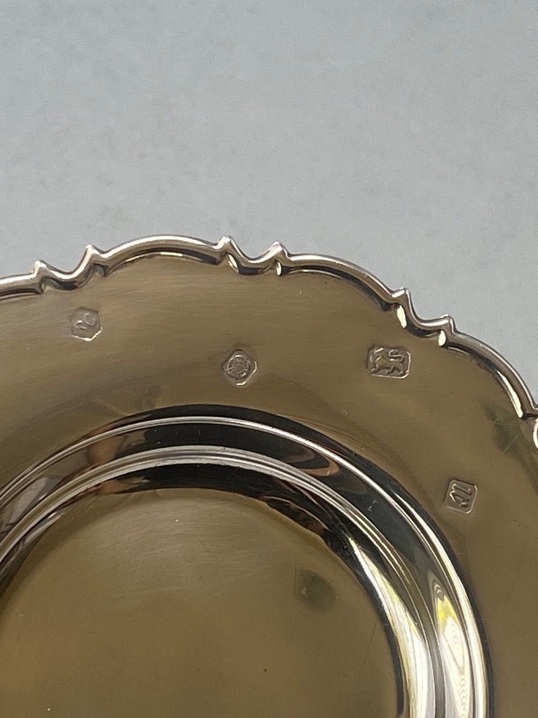 Sterling Silver Round Silver Dish with Shaped Edge
