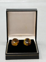 Load image into Gallery viewer, Silver and Amber Fossil Stud Earrings

