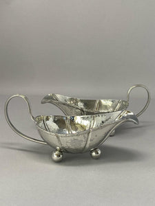 Pair of Arts & Crafts Style Large Antique Silver Plated Sauce Boats