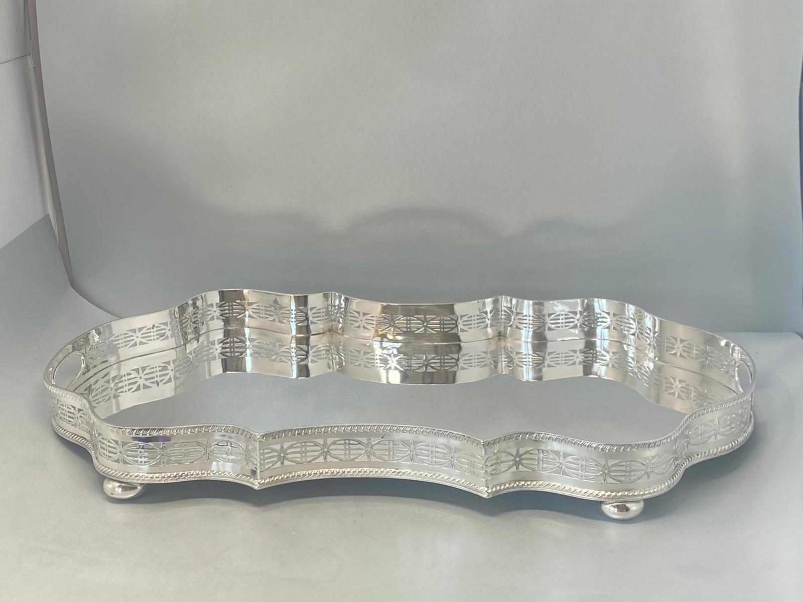 Silver Plated Gallery Tray with Gadroon Border