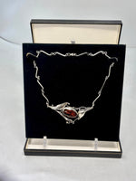 Load image into Gallery viewer, Baltic Amber Necklace with Stunning very unusual link with leaf design in gift box
