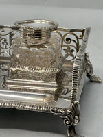 Load image into Gallery viewer, Antique Sterling Silver Two Bottle Inkstand
