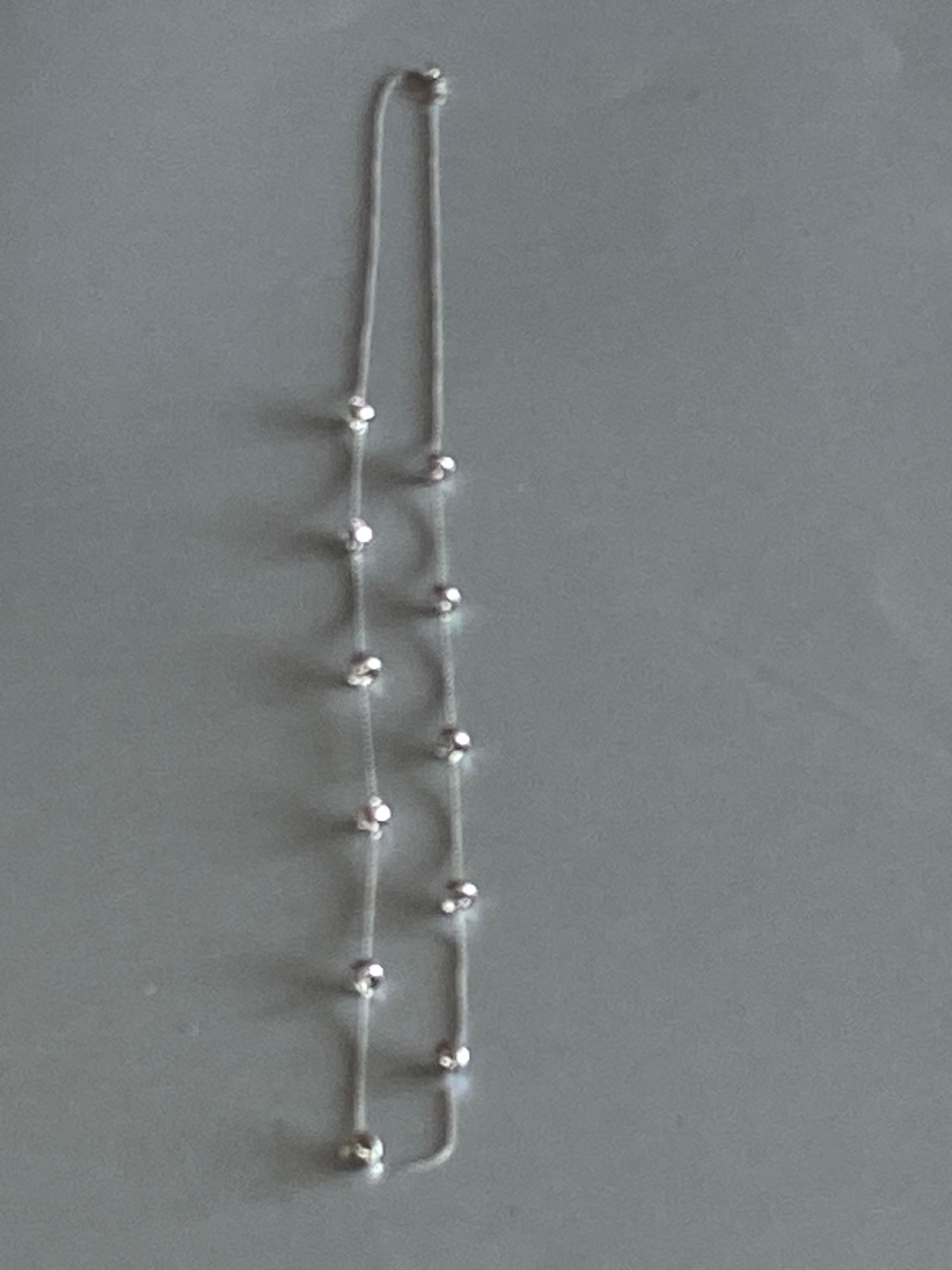 Sterling Silver Long Beaded/Disc Necklace