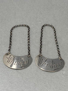 Pair of Antique Sterling Silver Whiskey Tot Labels
