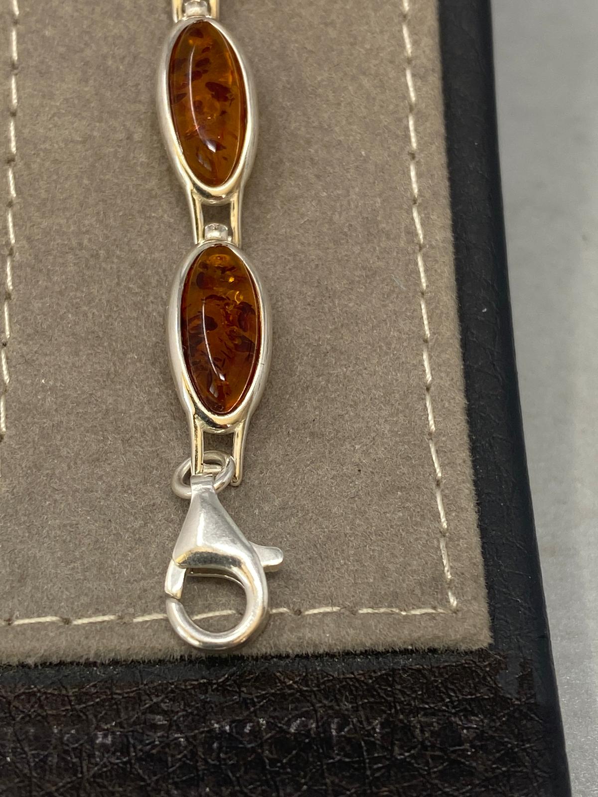 Sterling Silver and Amber Stone Bracelet