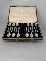 Load image into Gallery viewer, Antique Silver Plated Set of 12 Teaspoons &amp; Sugar Tongs Set
