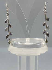Sterling Silver Earrings with Amethyst, Garnet, Moonstone & Peridor