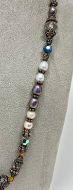 Load image into Gallery viewer, Vintage Silver, Pearl and Swarovski Bead Necklace
