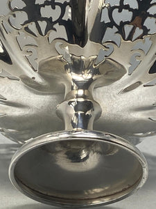 Pair of Antique Sterling Silver Shaped Dishes with Pierced Decoration made by E Viners