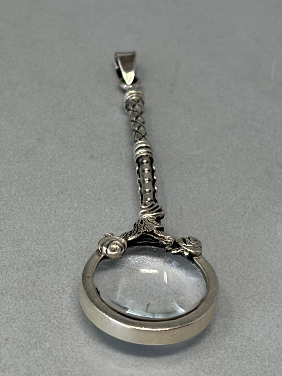 Sterling Silver & Glass Magnifying Pendant