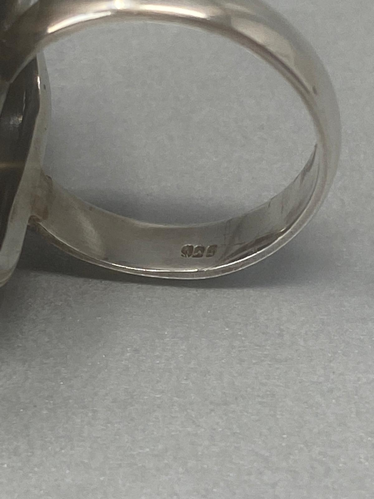 Sterling Silver & Cognac Amber Ring