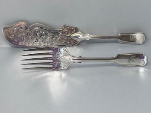 Pair of Antique Victorian Silver plated Fish Servers by Elkington & Co - circa 1870