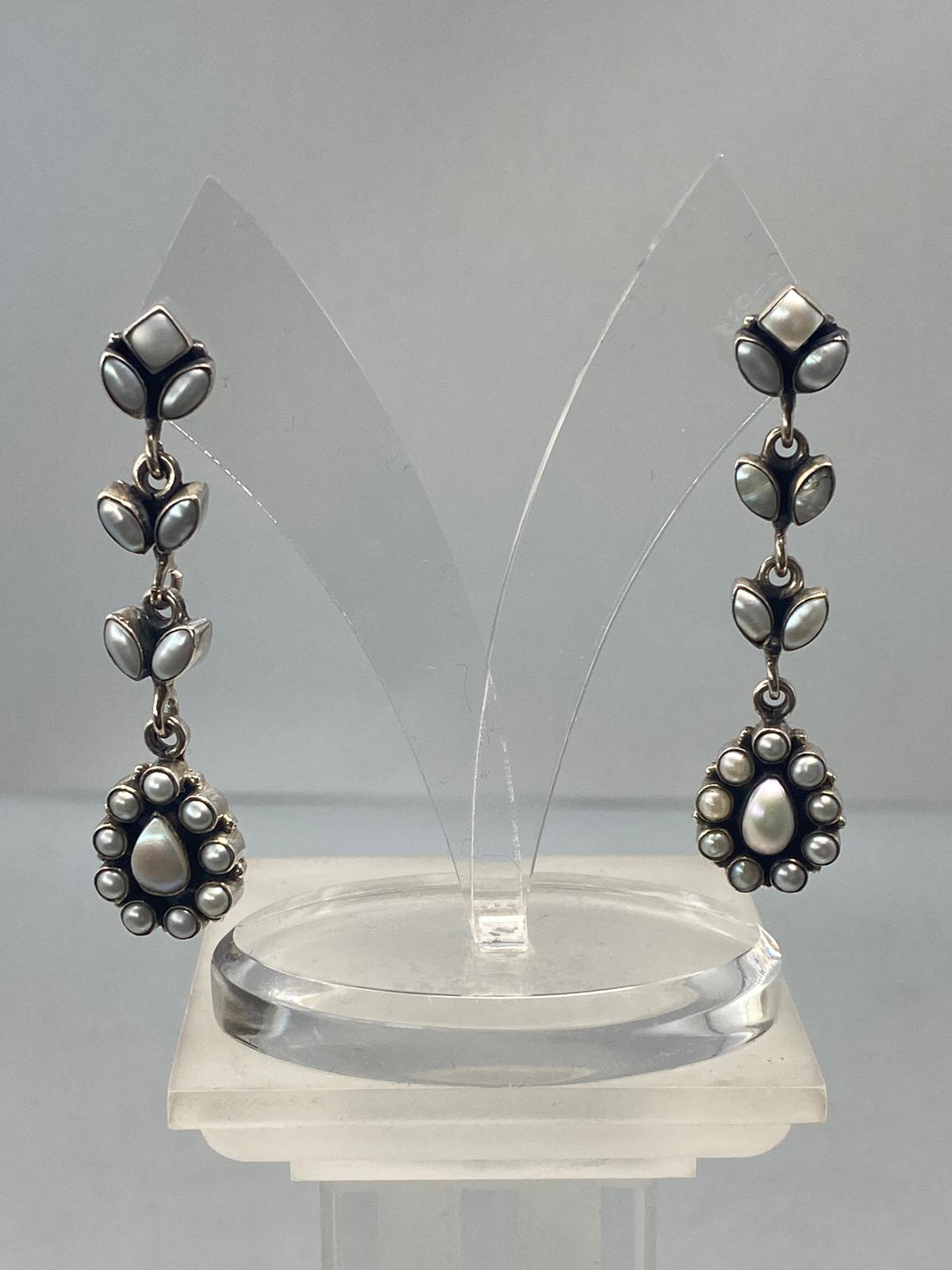 Sterling Silver and Mother of Pearl Earrings