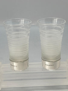 Pair of Sterling Silver & Glass Shot Glasses