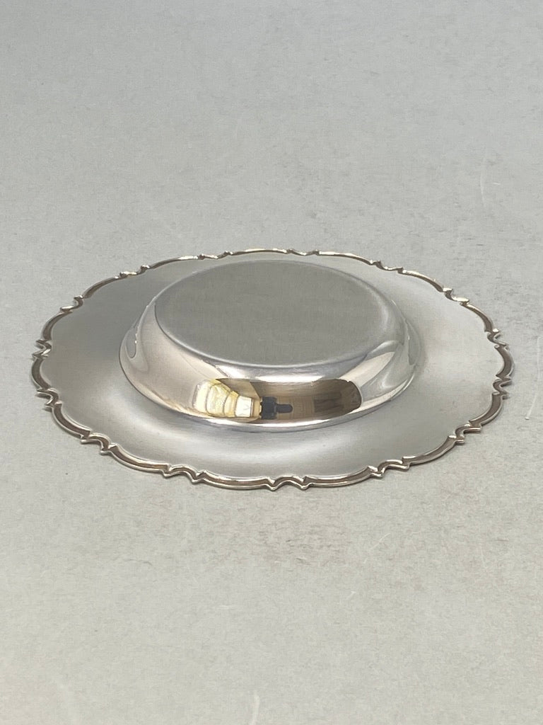 Sterling Silver Round Silver Dish with Shaped Edge
