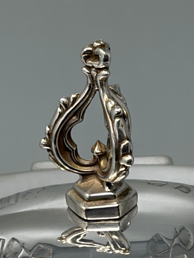 Antique Victorian Silver Plated Oval Biscuit Box by Hukin & Heath