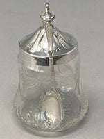 Load image into Gallery viewer, Antique Victorian Silver Plate and Etched Glass Preserve Pot &amp; Spoon
