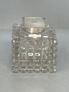 Antique Sterling Silver & Cut Glass Inkwell