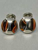Load image into Gallery viewer, Sterling Silver and Resin Cufflinks - brand new grey and orange by LBB
