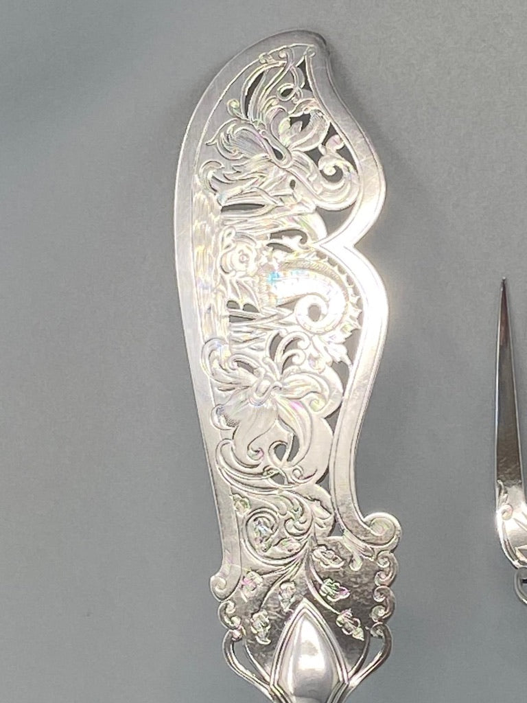 Pair of Antique Victorian Silver plated Fish Servers by Elkington & Co - circa 1870