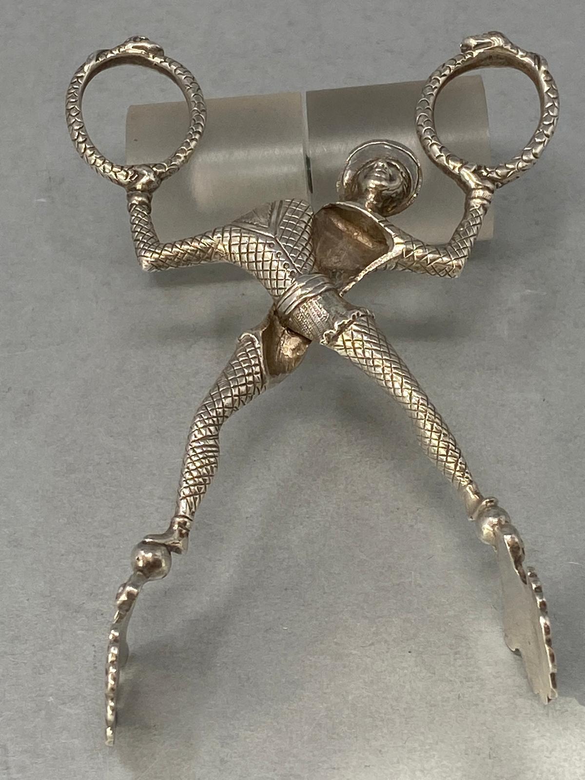 Pair of Antique Victorian Silver Harlequin Sugar Nips by George Adams