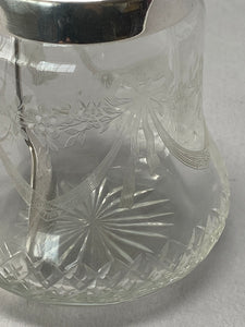 Antique Victorian Silver Plate and Etched Glass Preserve Pot & Spoon