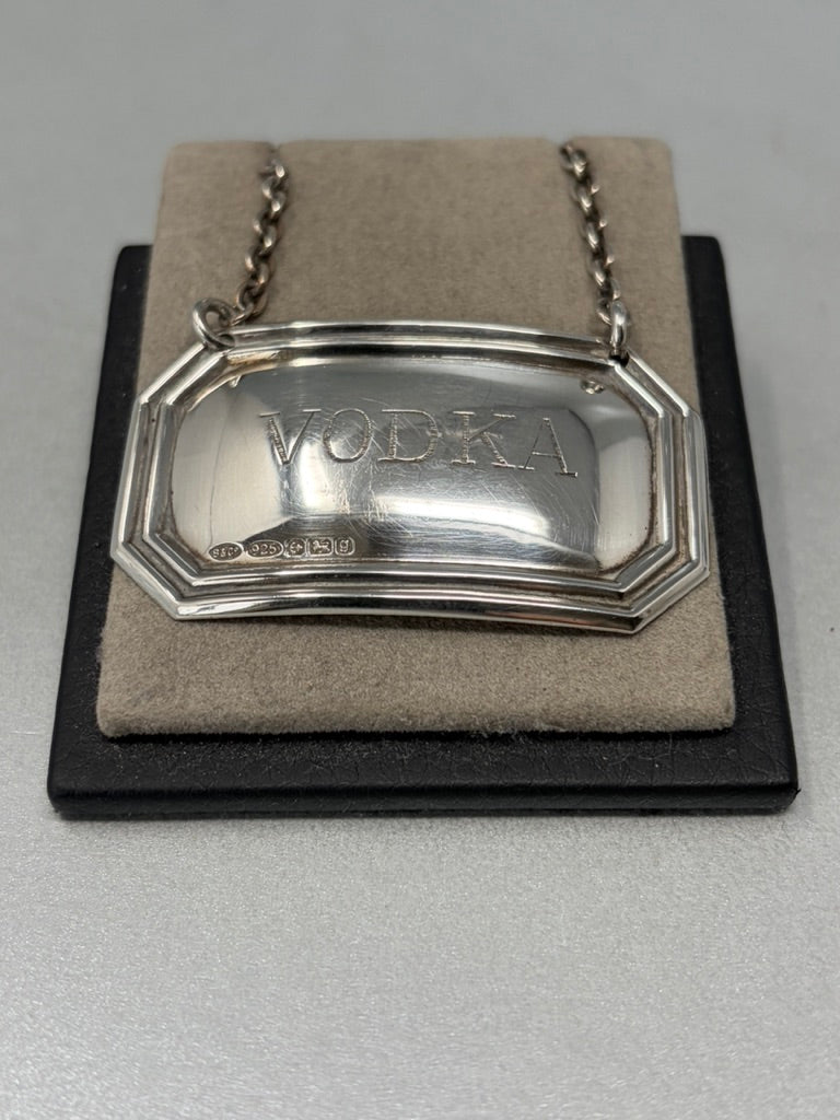 Vintage Sterling Silver Vodka Bottle Label