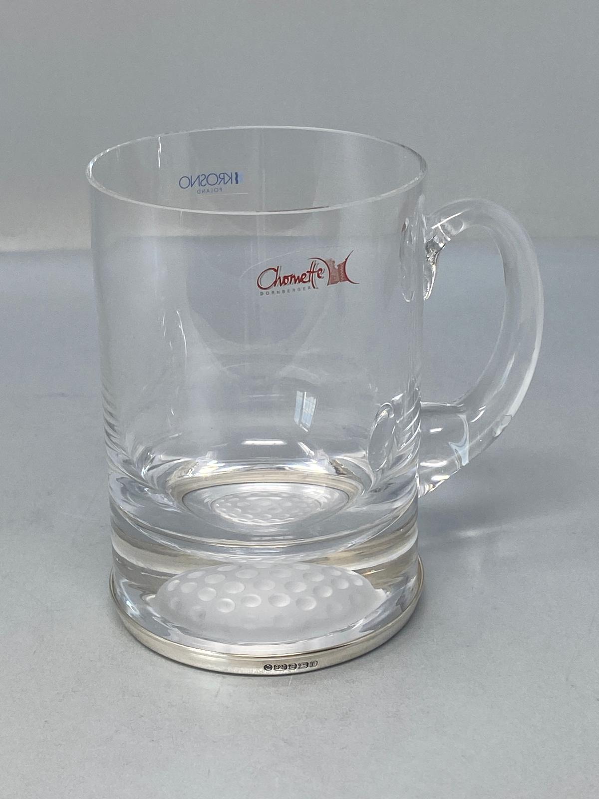 SterlingSilver & Krosno Glass Tankard - one pint