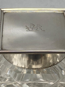 Antique Sterling Silver & Cut Glass Inkwell