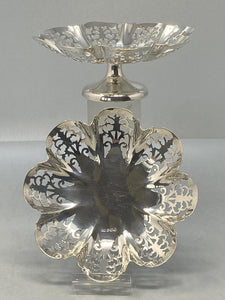 Pair of Antique Sterling Silver Shaped Dishes with Pierced Decoration made by E Viners