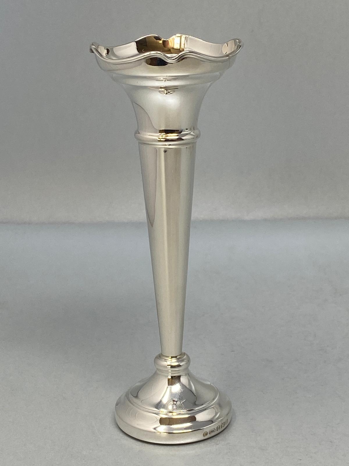 Sterling Silver Vase with Shaped Top
