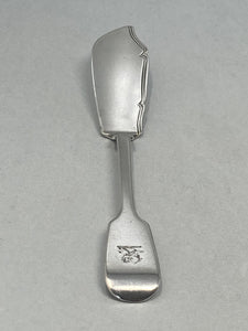 Antique Victorian Sterling Silver Butter Knife with Crested Handle